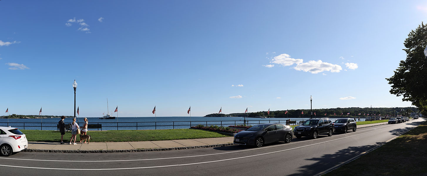Color Panoramic Photograph of Harbor and Harborside Street, Esplanade, and Garden..